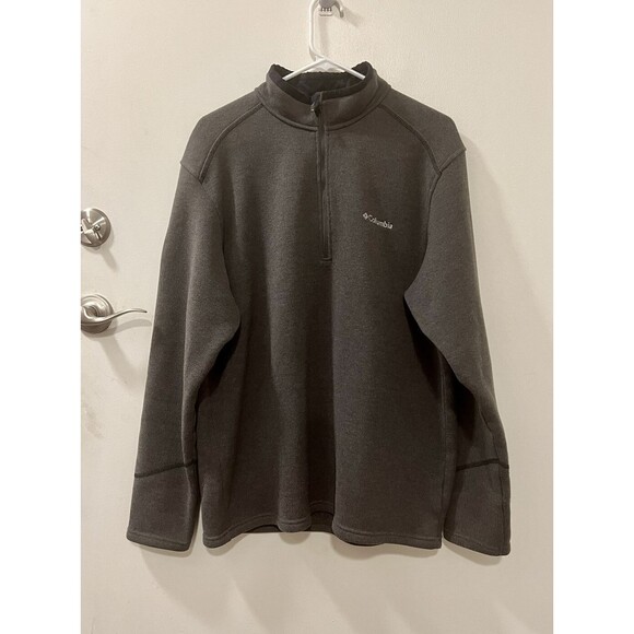 Columbia Men's LG Gray Soft Sweater Knit Fleece Lined Long Sleeve 1/4 Zip Shirt - Picture 3 of 10